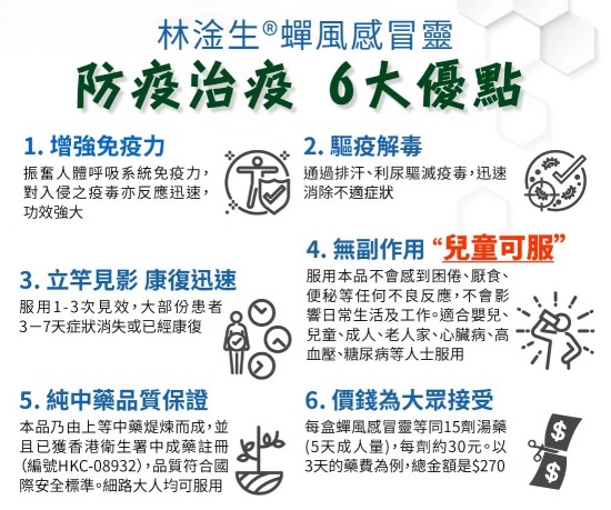 蟬風感冒靈六大優點